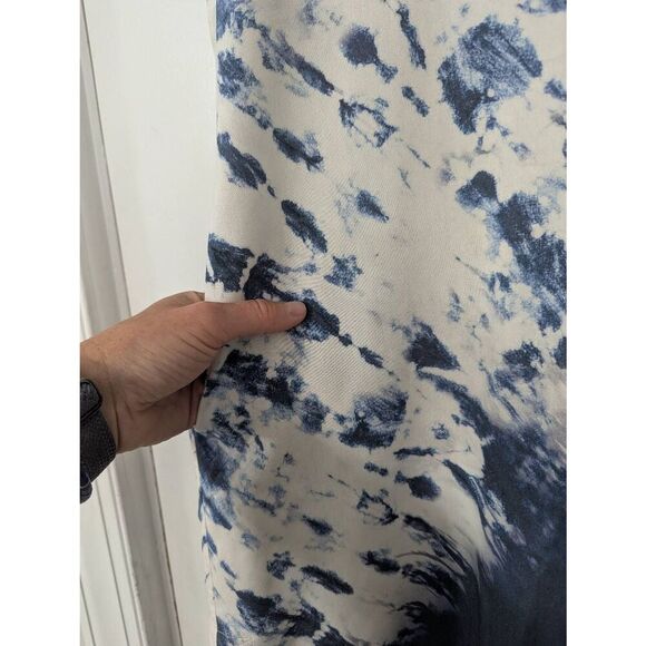 Go by Go Silk Shift‎ Dress women's medium blue tie dye washable frayed elegant - Picture 6 of 8